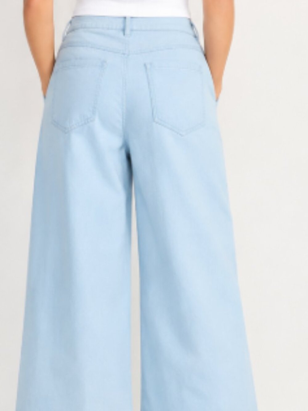 Zara Light Blue Wide Leg Cropped Pants High Rise XS